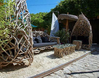 Terrasse de La Cabane l'été