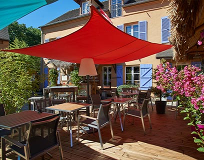 Terrasse de La Cabane l'été